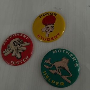 Basil Wolverton pin back buttons